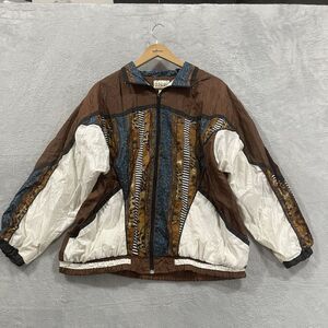 Just For Women Bomber Jacket Women 1X White Brown Full Zip Vintage Y2K